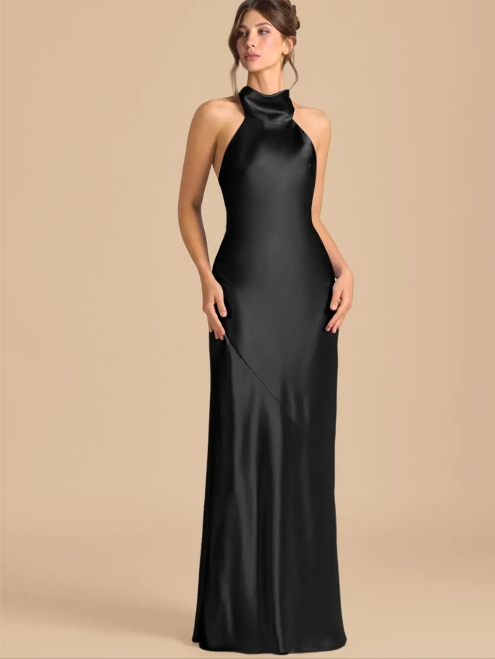 AZAZIE velli black sheath high neck metallic satin dress